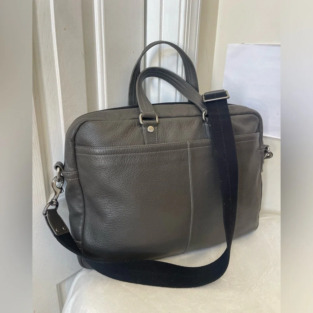 Coach Gray Leather Briefcase Bag